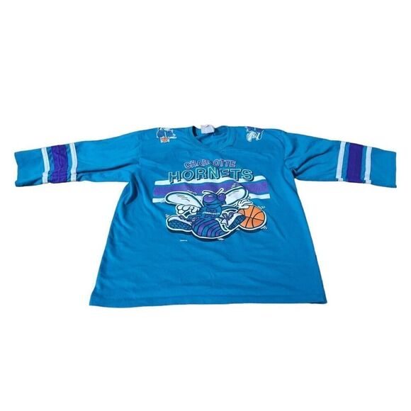 Vintage NBA Charlotte Hornets Team Rated TShirt Youth SZ L 14/16 Retro 90s
